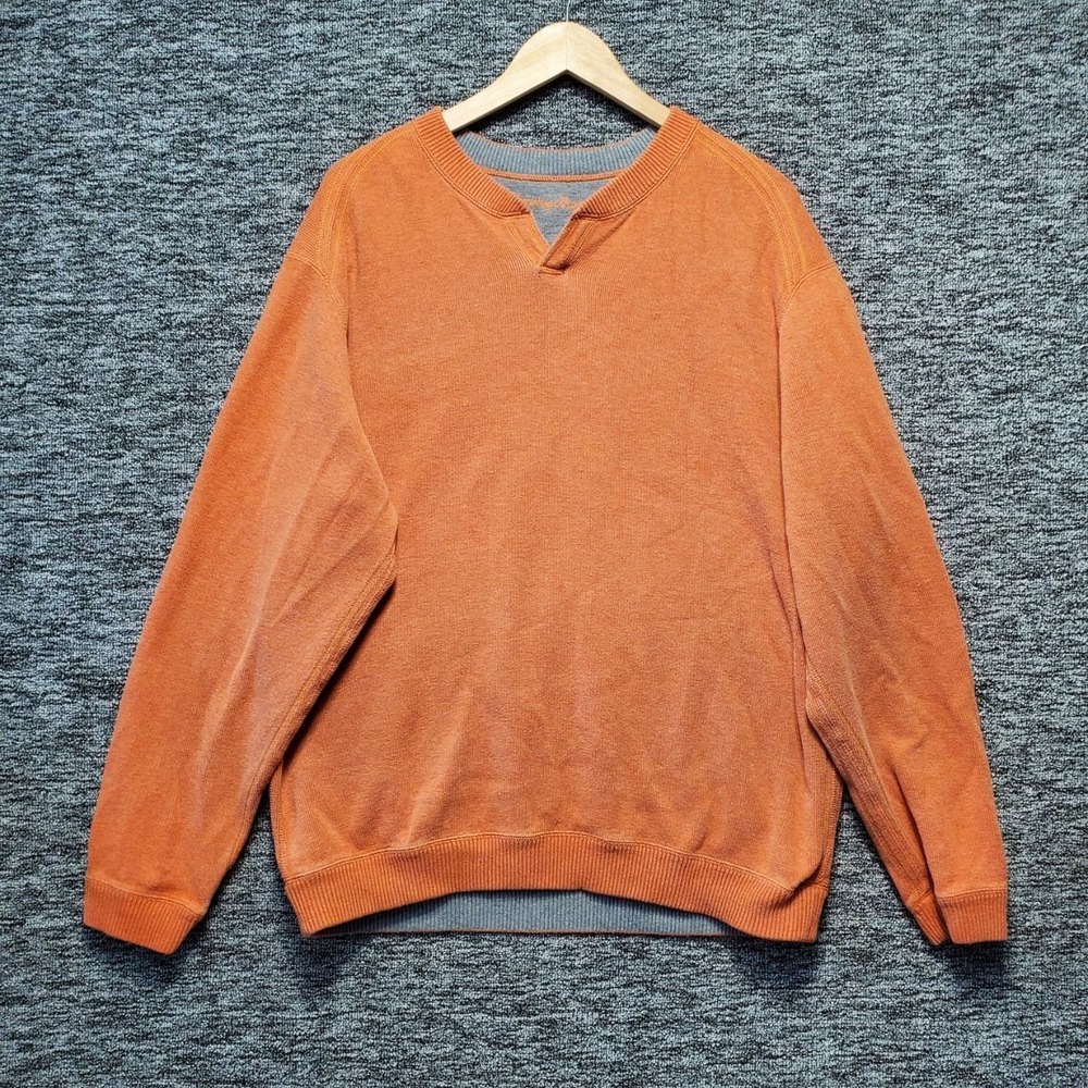 Tommy Bahama Reversible Sweatshirt Mens XL Orange Grey Pullover Flipshore